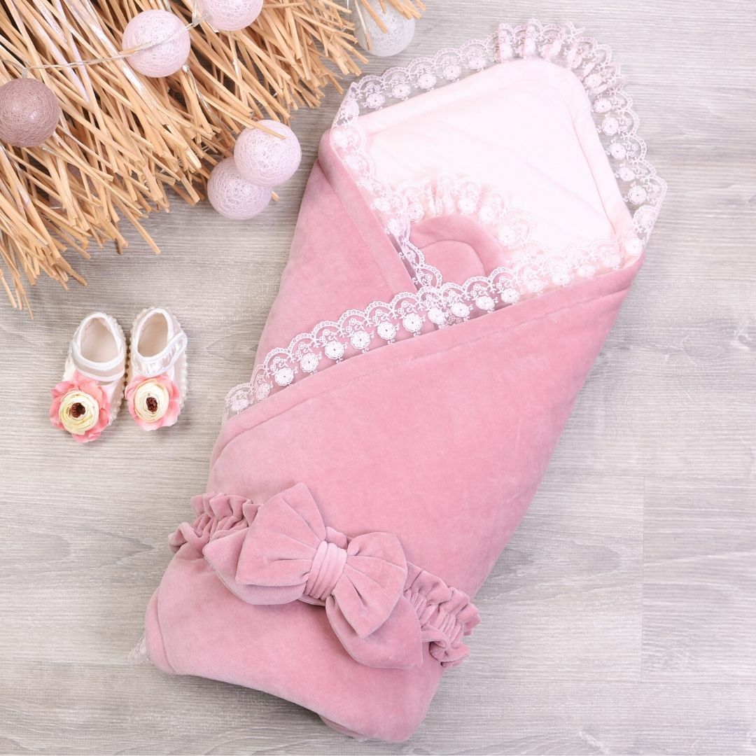 Конверт-ковдра Baby Veres ''Velour lace Dusty rose'' 80*80
